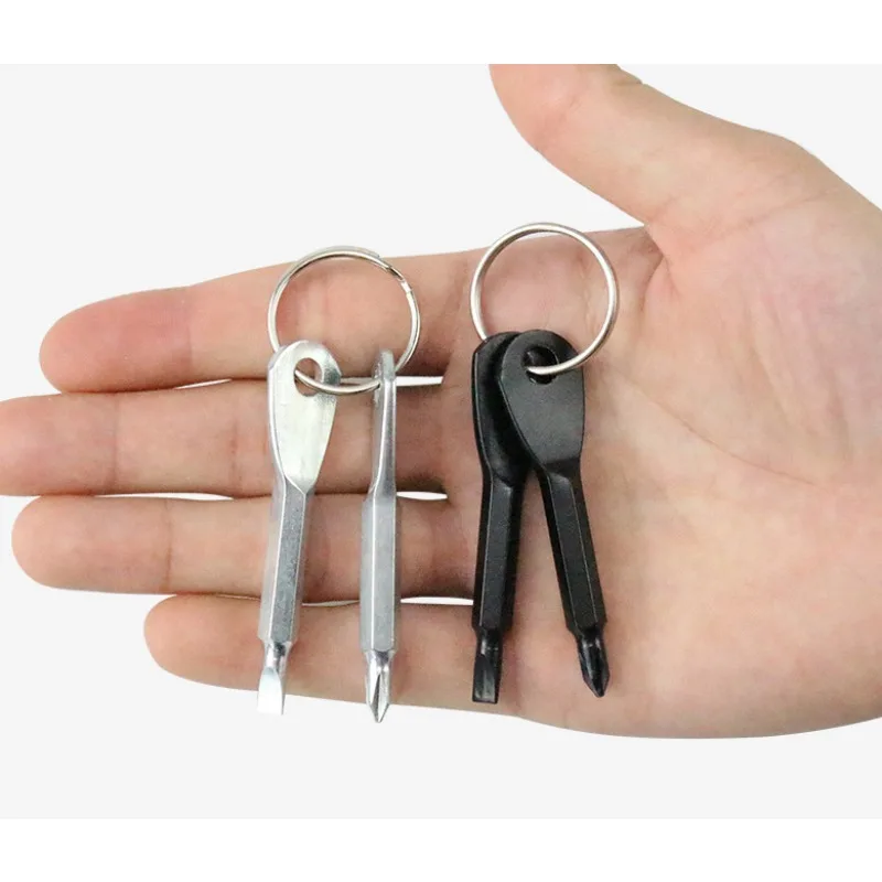 Portable Cross Screwdriver Explore Camping Hanging Buckle Outdoor Edc Tools Key Screw Emergency On Foot Flat Head With Keychain