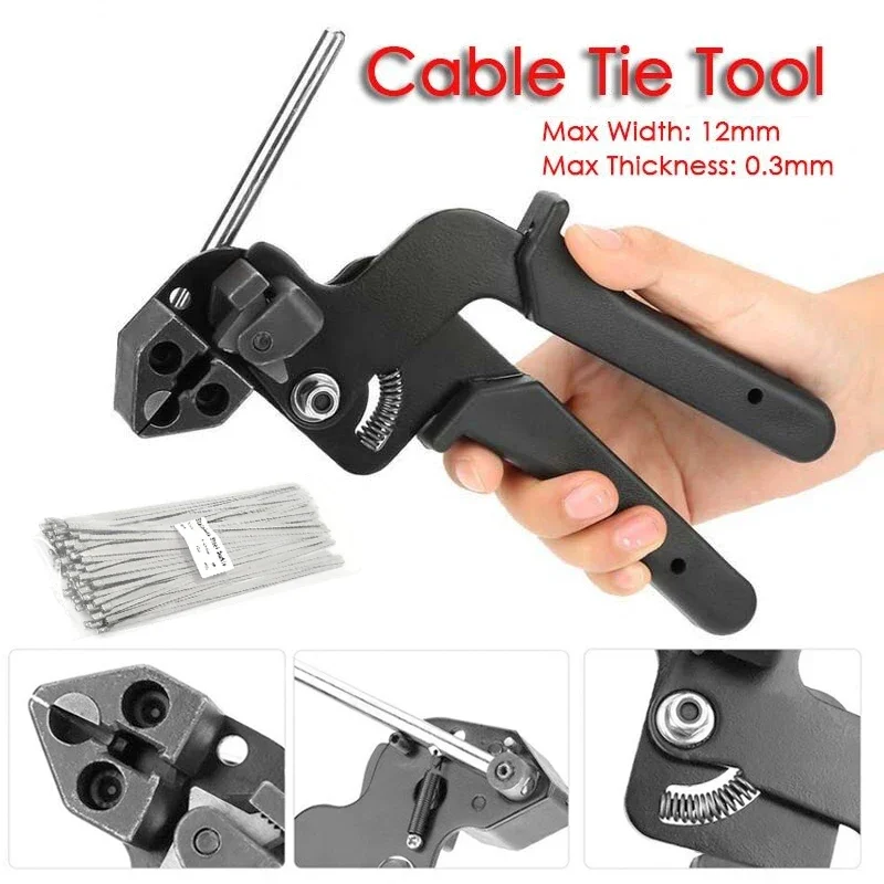 Cable Ties Plier Fastening Strap Cutting Tool Cutter Tension Automatic Zip 304 Stainless Steel Locking Tie Hand Wrap Tool