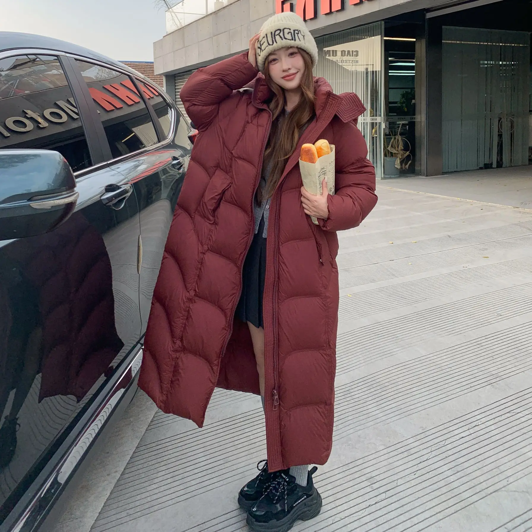 2025年冬新作 レディース ダウンジャケット 通勤用 フード付き ロングパーカー ダウンジャケット