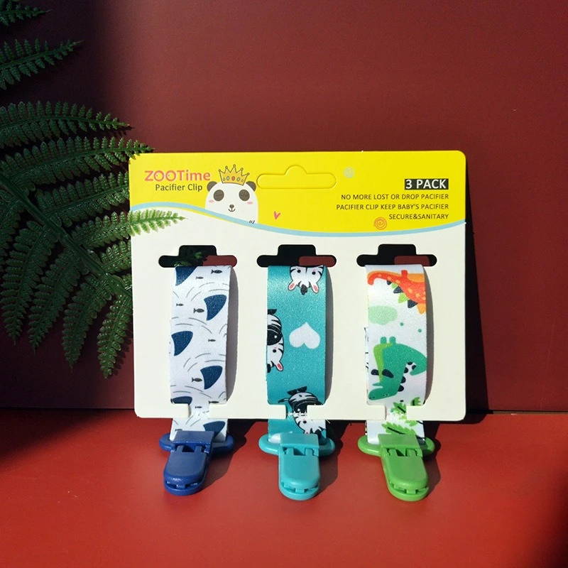3Pcs/set Cute Cartoon Baby Pacifiers Clip Children Pacifier Chain Baby Soother Toys Anti-drop Clip Baby Pacifier Nipple Holder