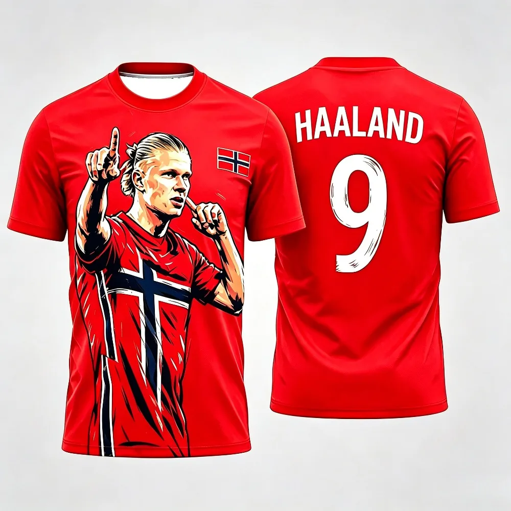 2026 Summer Norway 3D Boys Girls Football T-shirt Fashion Print Casual Women Short Sleeve Men's Sports Breathable Tee Shirt