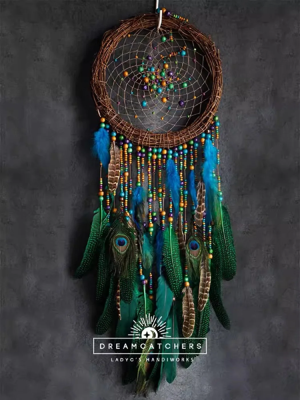 

Peacock FeatherVine Weaving Original Handmade Dream Catcher Net, Home Decoration, Wall Decoration, Gift with Gift Box, 2530cm