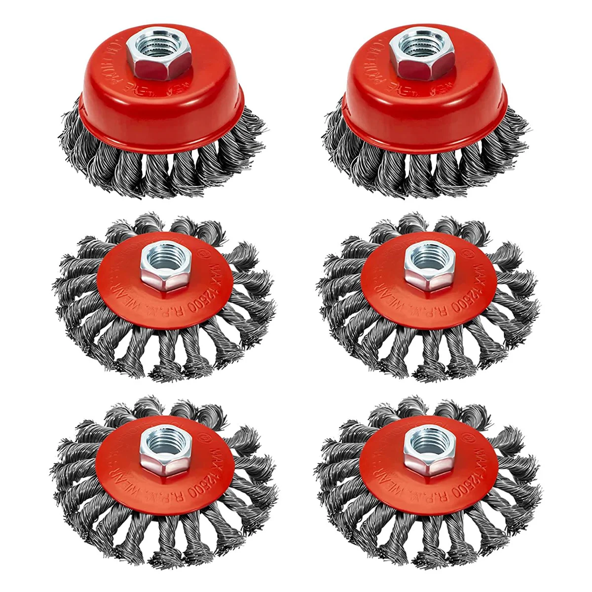 ABIS-6 Pack 4 Inch Wire Wheels for Angle Grinder, 3 Inch Wire Cup Brush for 4 1/2 Angle Grinder, for Removing Rust,Paint Etc