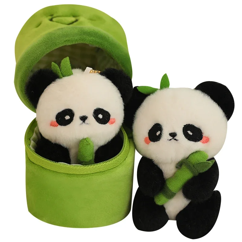 10cm carino tubo di bambù Panda peluche portachiavi Kawaii Panda peluche peluche Super morbido ciondolo regalo di compleanno