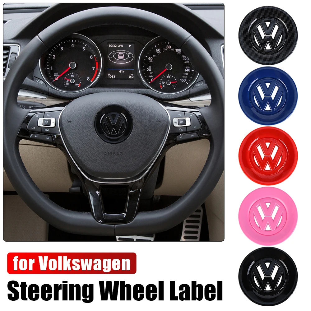 Car ABS Carbon Fiber Logo Steering Wheel Badge Sticker Accessories For Volkswagen Passat b6 VW Golf 5 7 Santana Polo Tiguan Gti