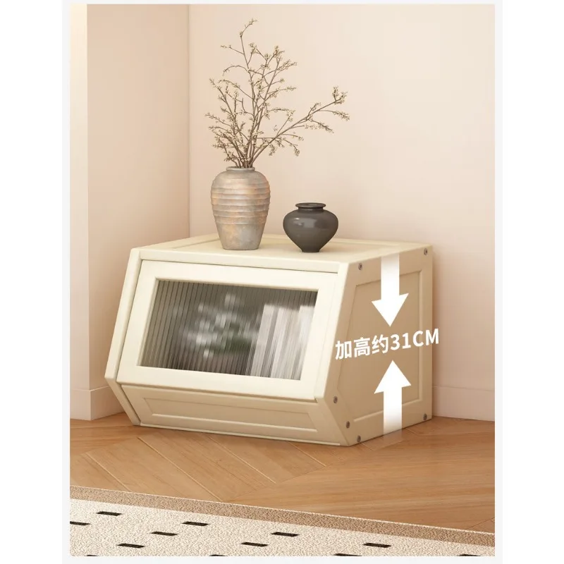 Versatile Rattan Storage Cabinet for Bay Window, Modular & Movable Home Organization Furniture with Adjustable Shelves