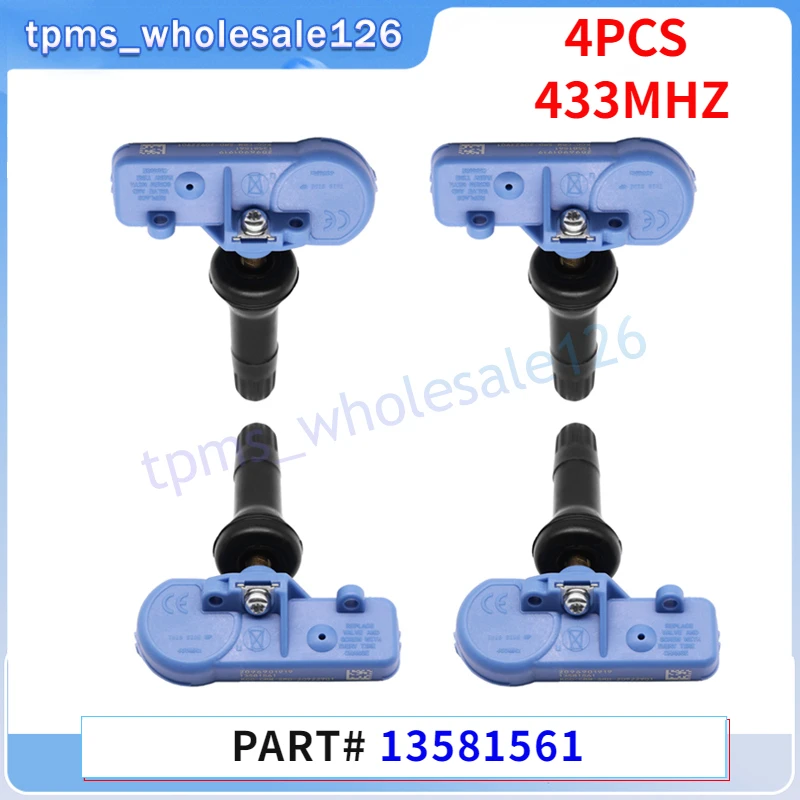 4PCS/Lot Tire Pressure Sensor 13581561 For Cadillac SRX STS Chevrolet Avalanche Camaro Traverse GMC Terrain Yukon 433MHZ TPMS