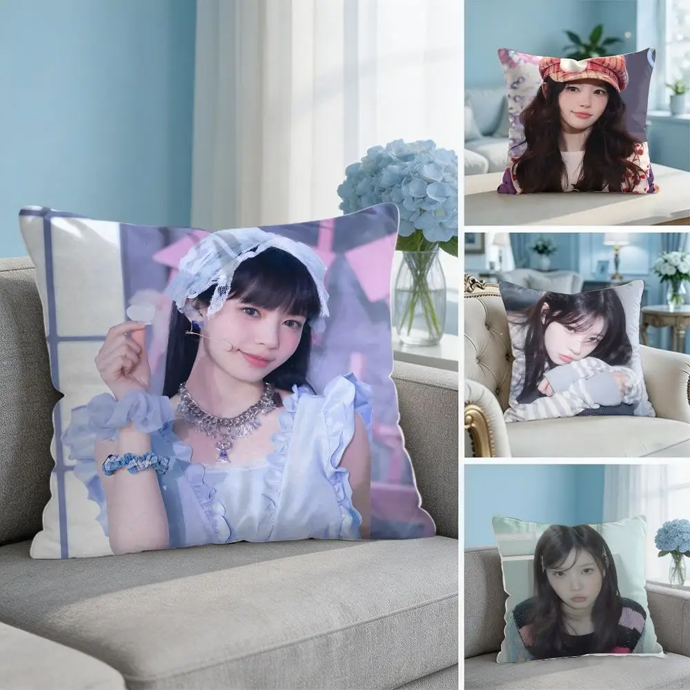 Japanese Idol M-Moka Singer Cushion Cover Soft Short Plush Throw Pillow Cover Hidden Zipper Cutecore Sofa Bedroom Home Decor