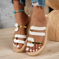 Large Tassel Slippers Women Summer Casual Beach Sandals Round Head Flat Bottom Slippers Comfortable Slip-On Shoes platform Women - Image 6