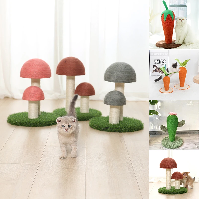 

Cat Sisal Scratching Post, Kittens Claw Scratcher Small Cat Traning Interactive Toys Mushroom Carrot Pepper Cactu Shape