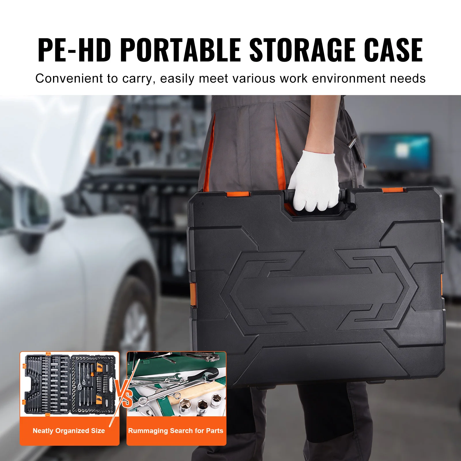 SucceBuy Mechanics Tool Set and Socket Set Deep and Standard Sockets 145/205 Pcs SAE and Metric Mechanic Tool Kit with Bits