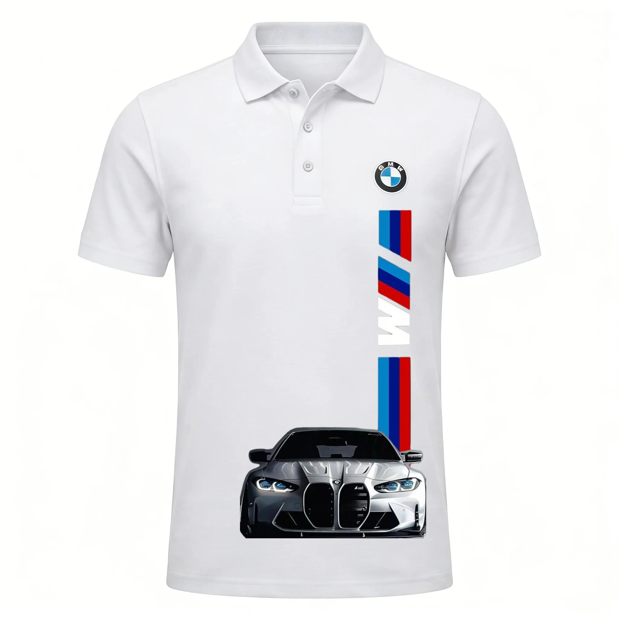 BMW Power Polo Shirt for Men Classic Logo Print 2026 Summer Breathable Short Sleeve Collared Tops for Casual Daily Golf Outfits - Image 4