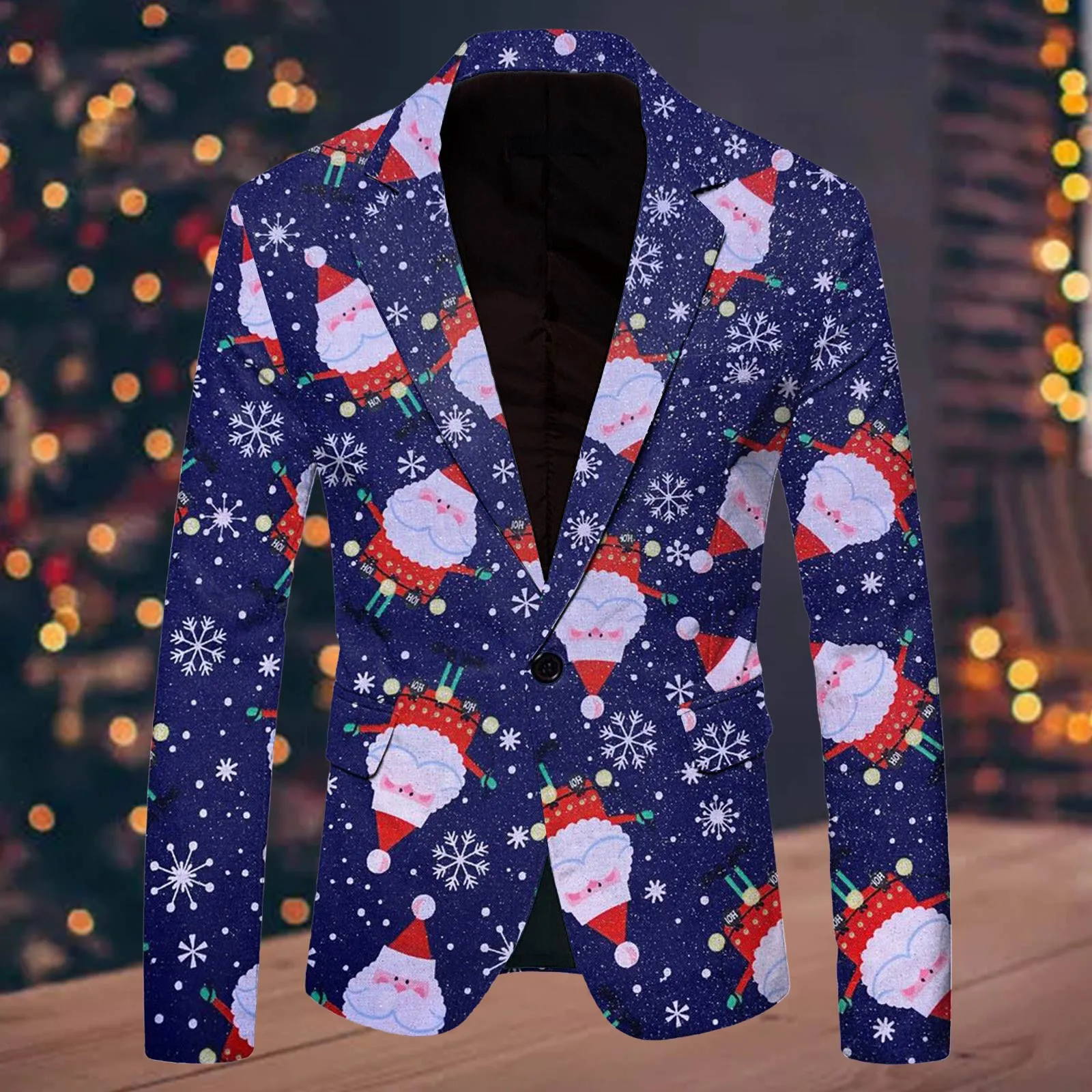 Christmas Series Men Suit Blazer 3D Fun Xmas Printed Men Personality Long Sleeve Jacket New Year Fashion Party Coat