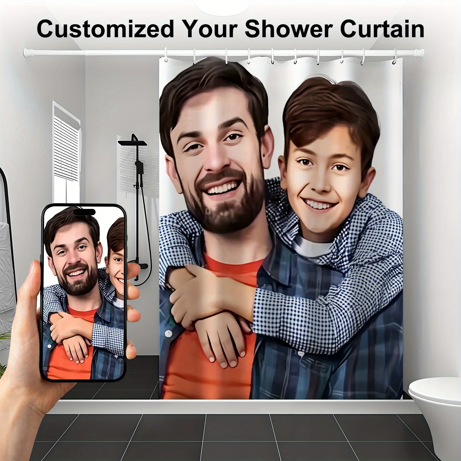 Custom Shower Curtain Personalized Text Waterproof Polyester Bathroom Curtain Custom Photo Image Logo Bath Decor With Hooks