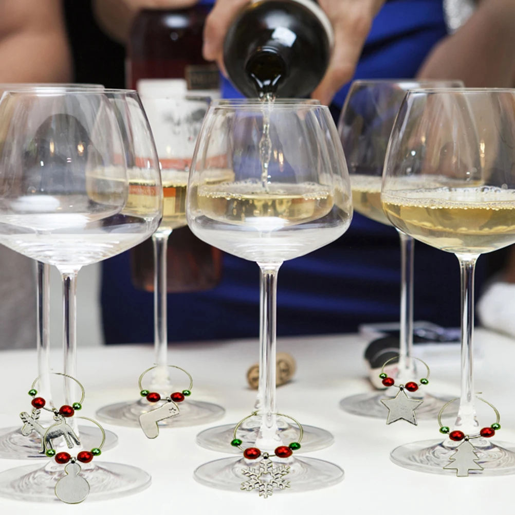 

6 Pcs Charm Wine Glass Ring Christmas Glasses Rings Decoration for Drink Charms