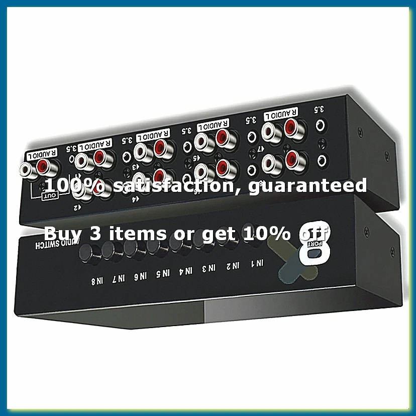 3.5mm Aux + L/R Bi-Directional Stereo Audio Switch 8 in-1 Out A/B Analog Audio Switcher Selector-A009