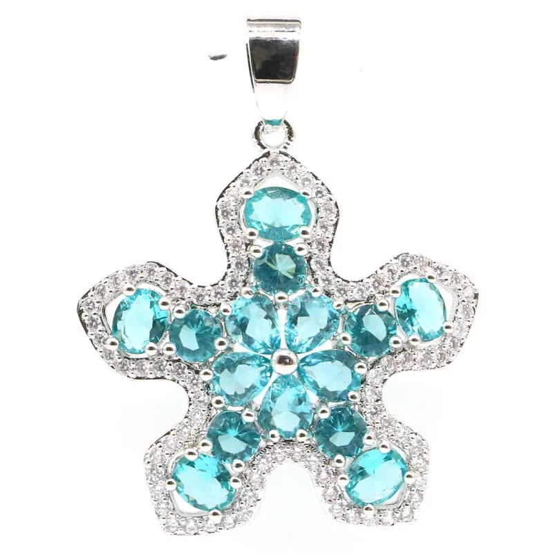 

39x30mm New Designed Star Shape Rich Blue Aquamarine Pink Kunzite White CZ Woman's Engagement Silver Pendant