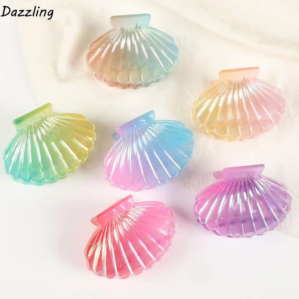 

Personality Vintage Shell Hair Claw Non-slip Gradient Color Shell Hair Clip Retro Elegant Seaside Beach Crab Clip Summer