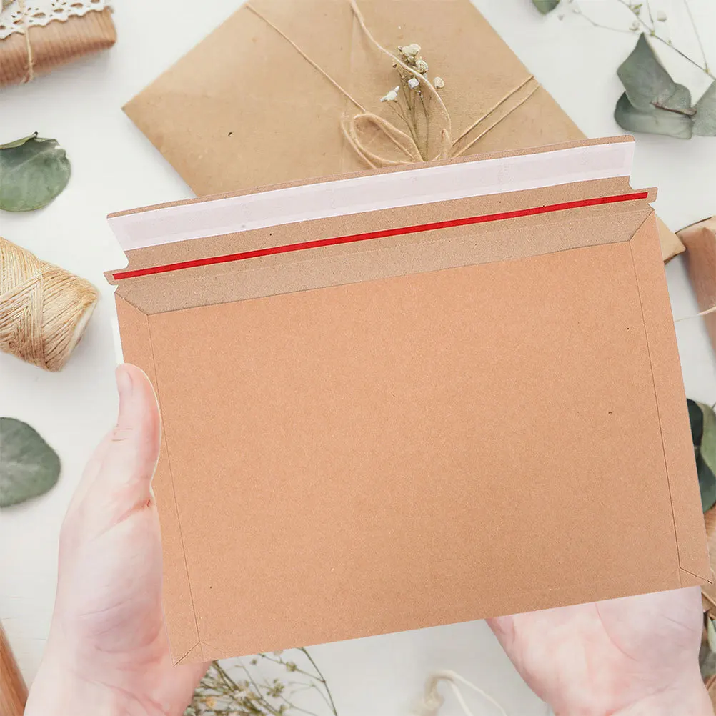 

25Pcs Photo Document Mailers Rigid Paper Envelopes with Adhesive Strip for Secure Shipping Home Office Logistics Use