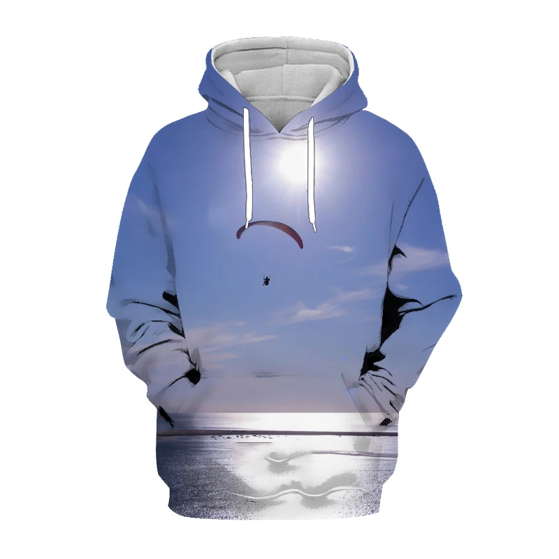 

2022 Parachute 3D Print Men Women Hoodie Hip Hop Excitement Long Sleeve Sweatshirt Coat Paraglider Glider Men's Pullover Tops