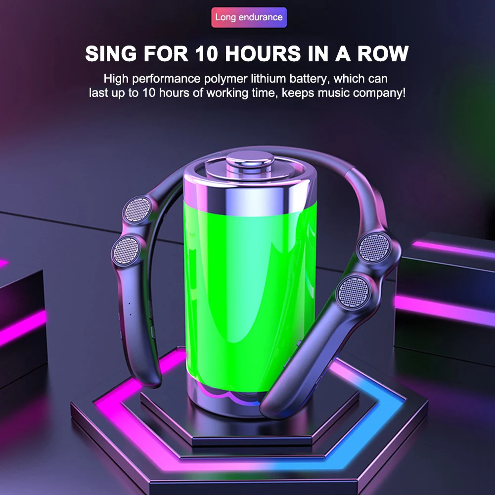 

Wearable Bluetooth-compatible Speaker Hanging Neck Wireless Sound Box 4 Speakers Waterproof Sports Game Soundbar