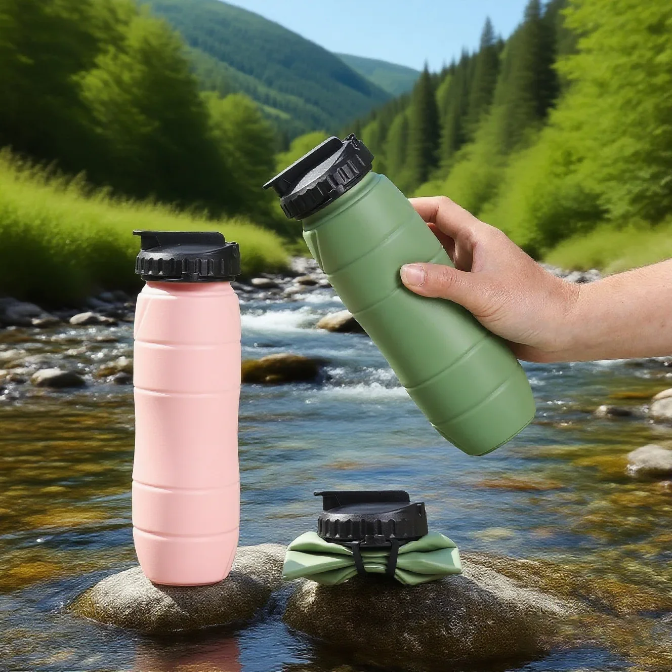 

Уличная силиконовая складная бутылка для воды, дорожная бутылка для воды с соломинкой, портативная чашка для езды на велосипеде, для мужчин и женщин, 650 мл
