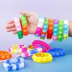 10PcsSilicone World Bubble Decompression Bracelet Stress Relief Toy Anti Stress Relief Colorful Silicone Bracelet Adult Kids Toy