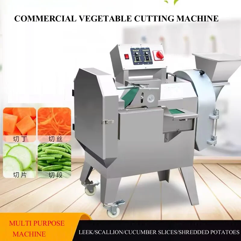 Multi Purpose Double-head Fruits Vegetables Cutting Slicer Cubing Dicer Shredder Machine Fruit Slicer Chopper Machine