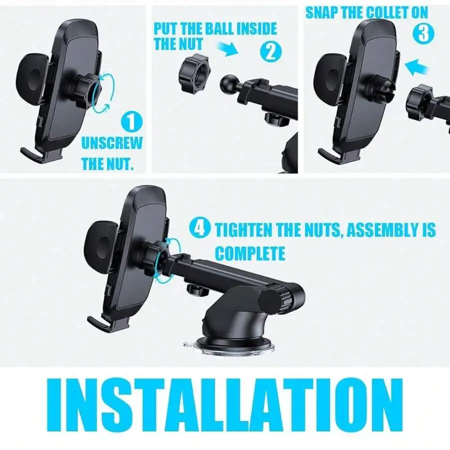 

3 In 1 Car Phone Holder For Dashboard Windshield Air Vent Suction Cup Clip Universal Mount For iPhone Android Smartphone
