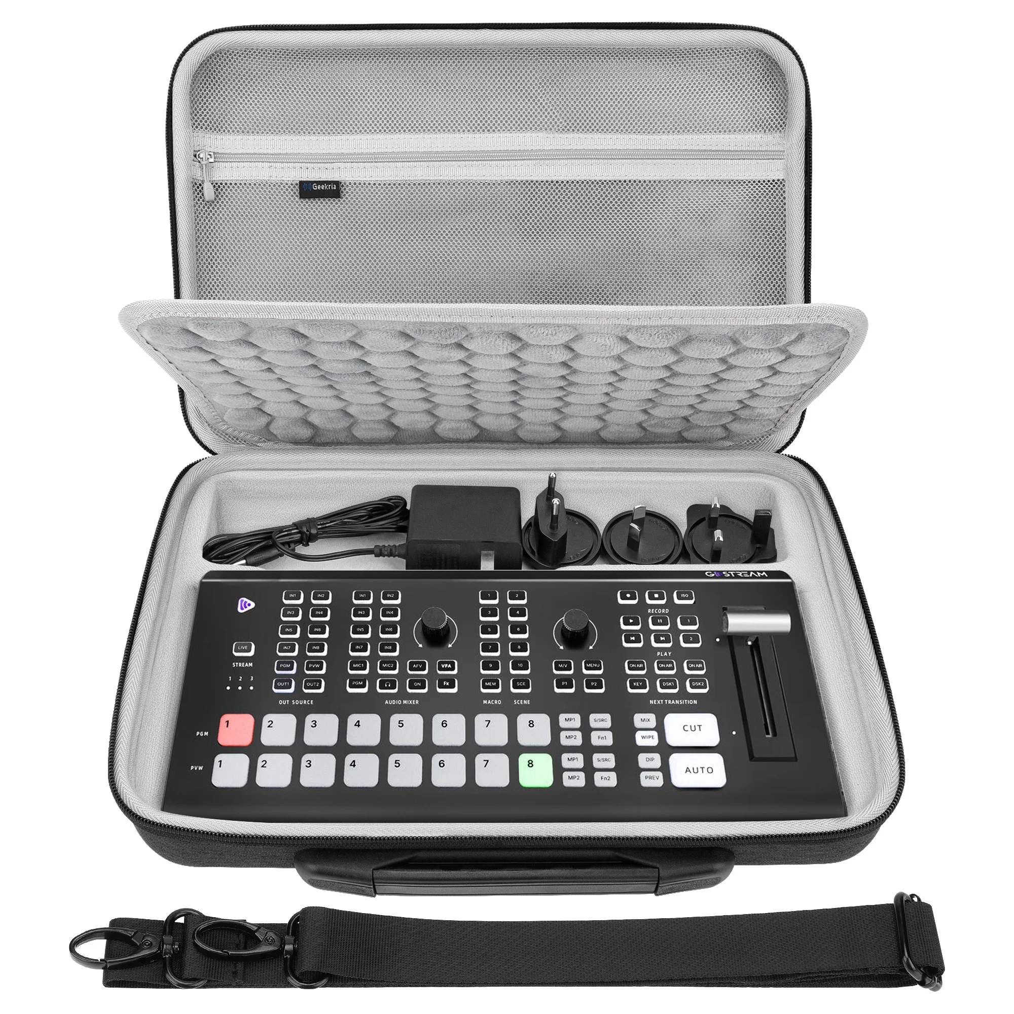 

Чехол для переноски аудиоинтерфейса GEEKRIA, совместимый с Osee GoStream Duet 8 ISO, портативная дорожная сумка с твердым корпусом из ЭВА (темно-серый)