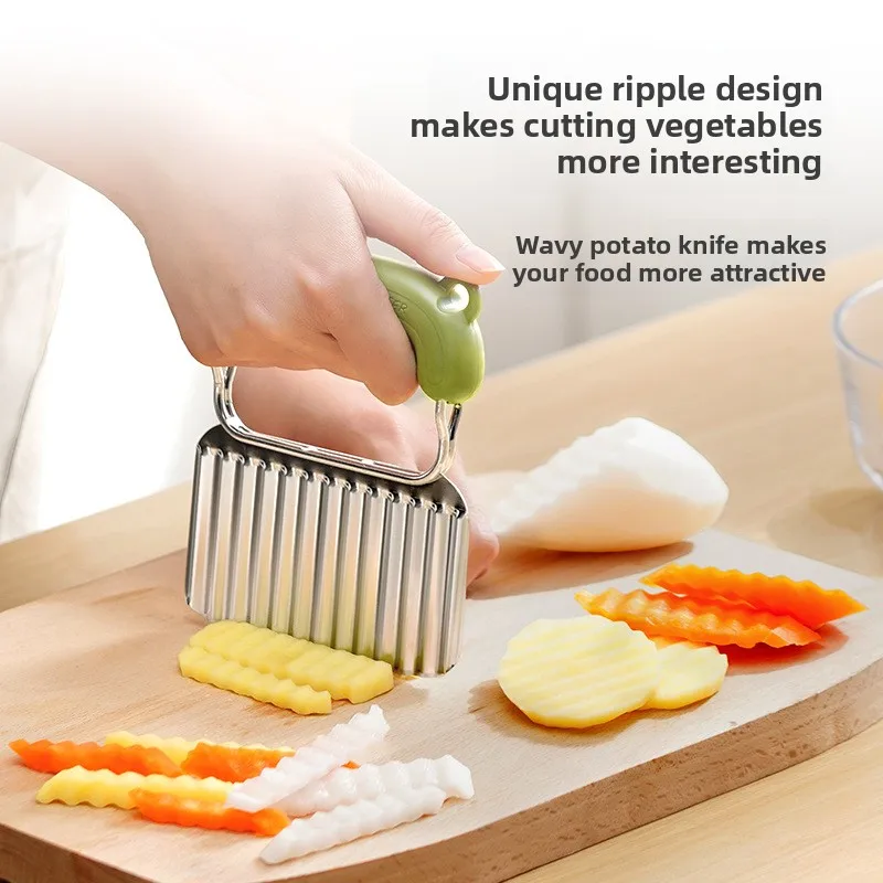

Ripple knife, stainless steel wolf tooth, potato wave cutting knife, kitchen household vegetable cutter, fancy knife
