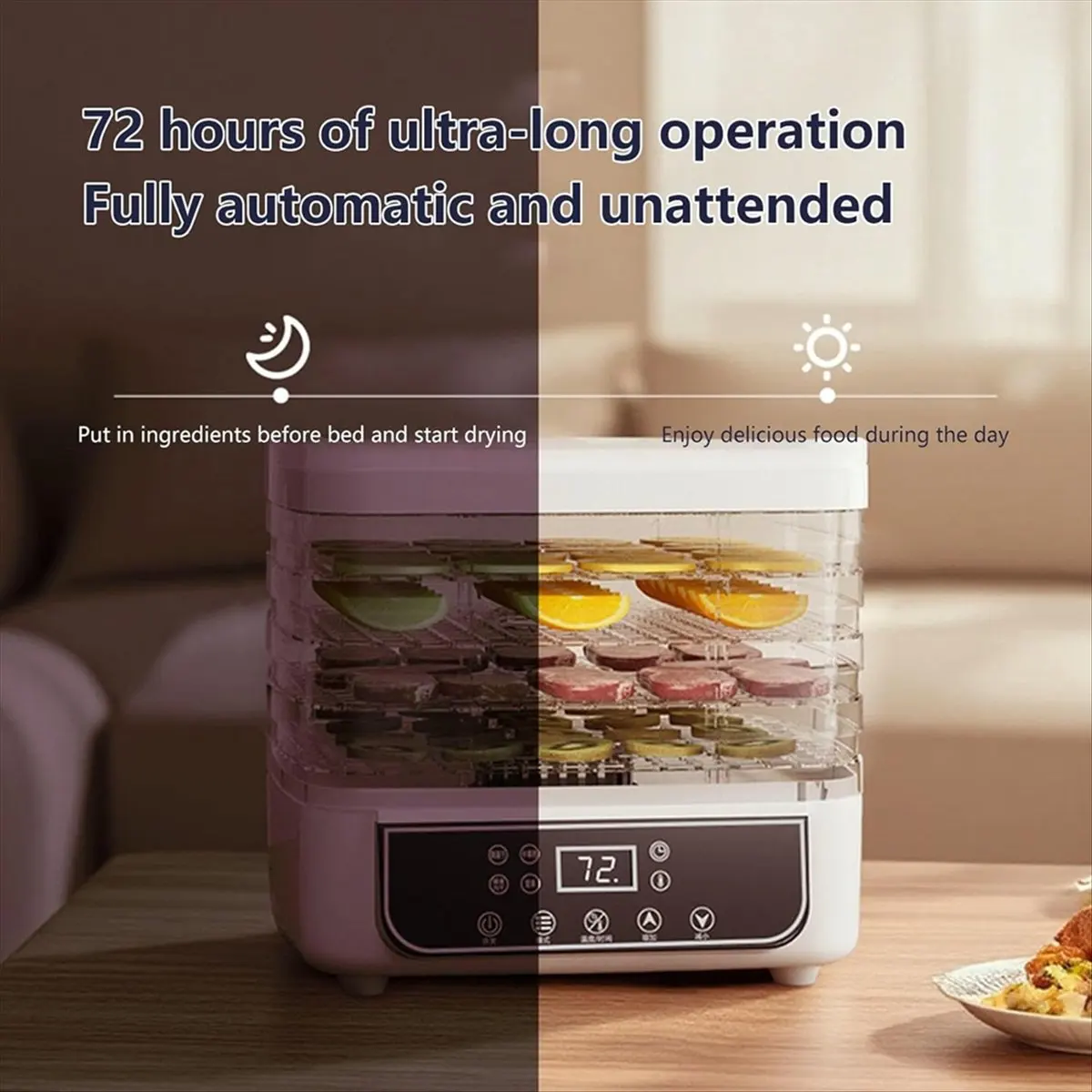 [A99U] 5-Tier Transparent Food Dehydrator with Adjustable Timer & Temperature for Drying Fruits Herbs Jerky EU Plug