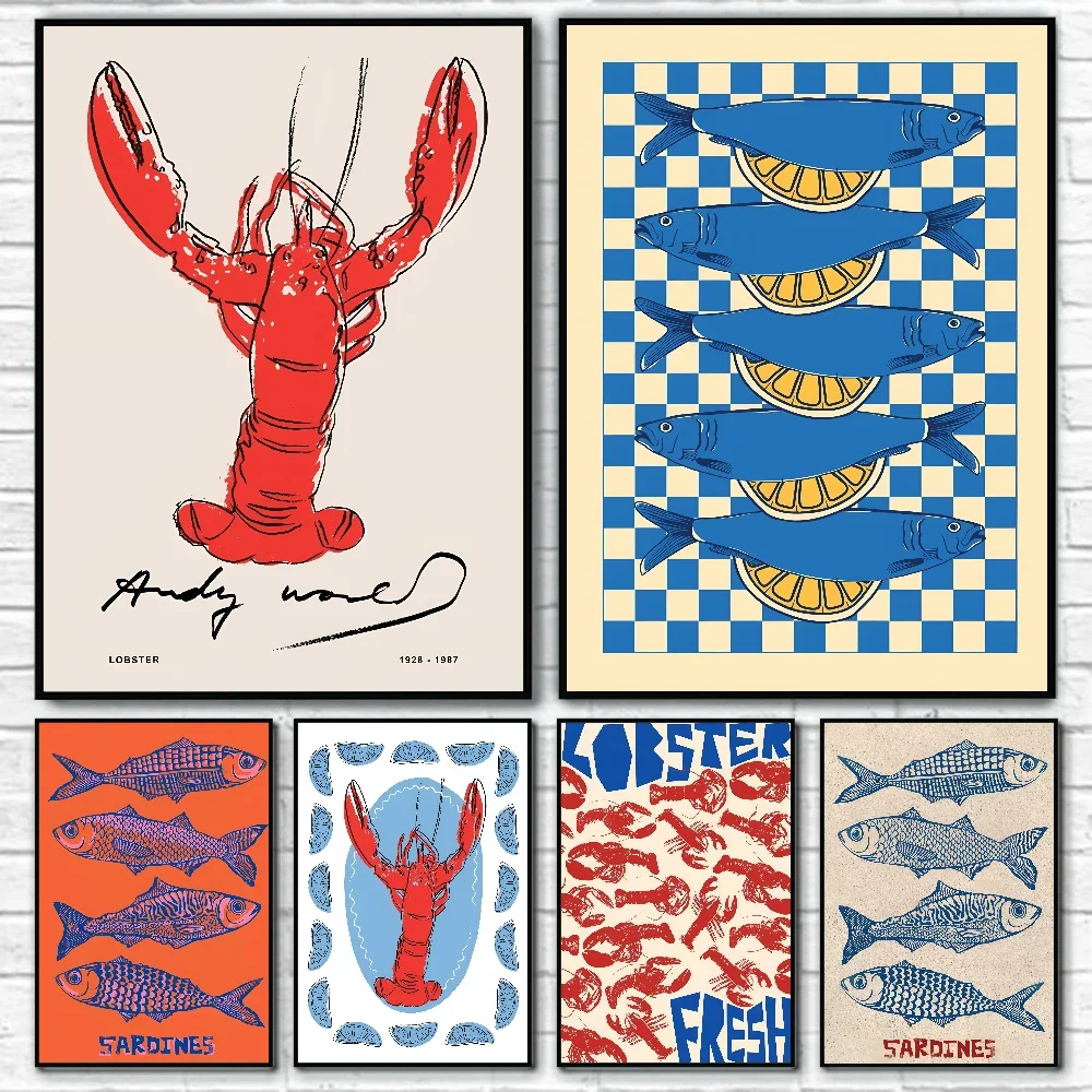 1 قطعة السردين الملونة جراد البحر كراب الأسماك المحيط الحيوان المشارك ذاتية اللصق الفن ورق مقاوم للماء ملصق البيت بار غرفة جدار ديكور #1