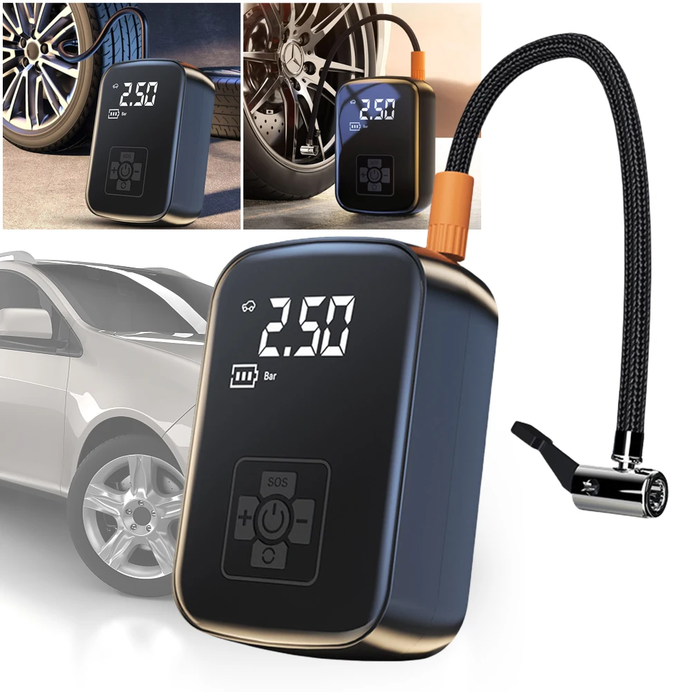 Inflator Portable Air Compressor Portable Electric Air Inflator with LED Light 150 PSI Tire Pump Digital Tire Pressure Detection