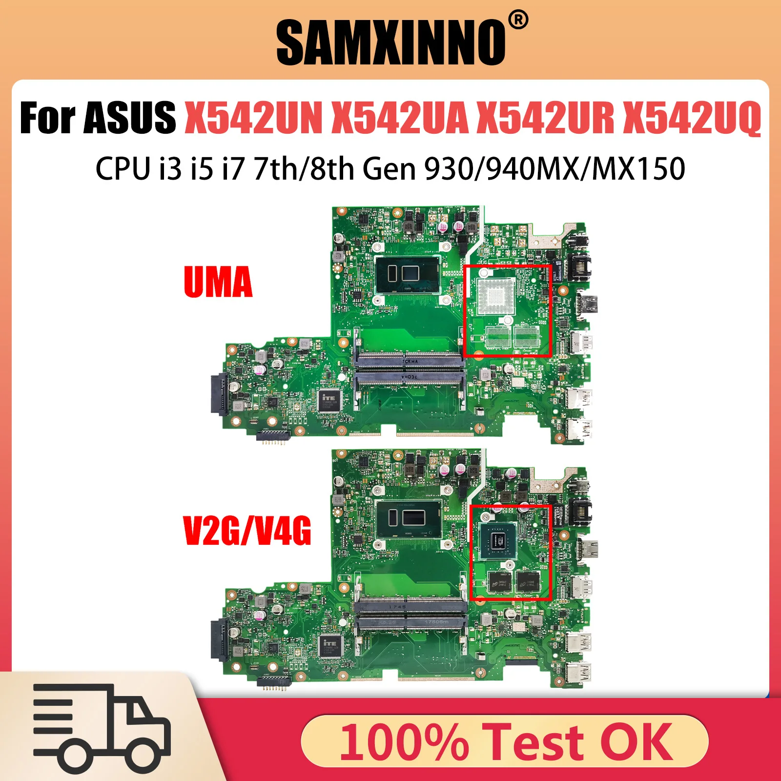 X542UN Mainboard For ASUS X542UA X542UR X542UQ X542URR X542UF X542URV Laptop Motherboard With CPU i3 i5 i7 7th/8th Gen 930/940MX