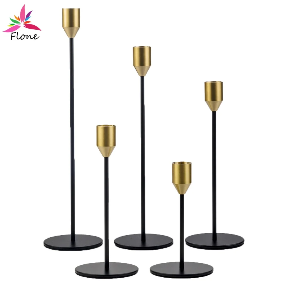 Home Decoration Mini Plated Gold Candlestick Gold Black Luxury Plating Metal Candles Velas Holder Room Decoration Accessories