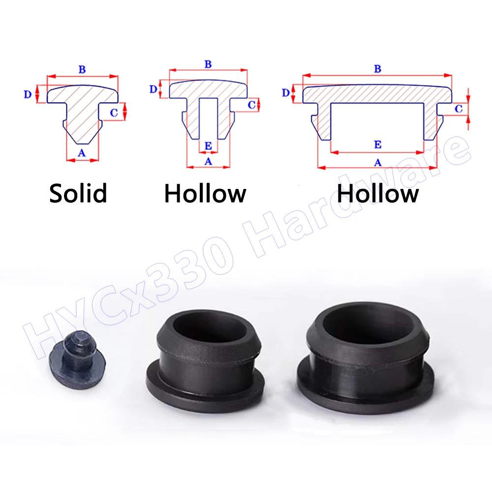 5PCS Silicone Rubber Hole Plug Snap-on Seal T-Shape Gasket Inserts Bungs Blanking End Caps Stopper Black 2.5 3 3.5 4 4.5 to 12mm