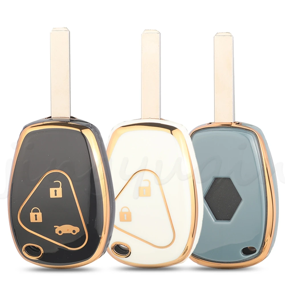 Jingyuqin Remote Key Shell Case Fob TPU For Renault Megane Laguna Modus Espace Duster Clio Logan DACIA Sandero Fluence Kangoo