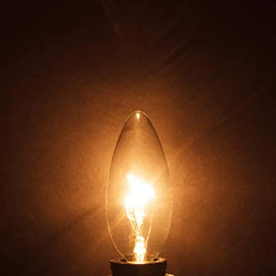 Candelabra Torpedo Clear B10 CTC 40W E12 Base 12 Pack Decorative Incandescent Light Bulbs 120V for Chandeliers, Ceiling Fan Lig