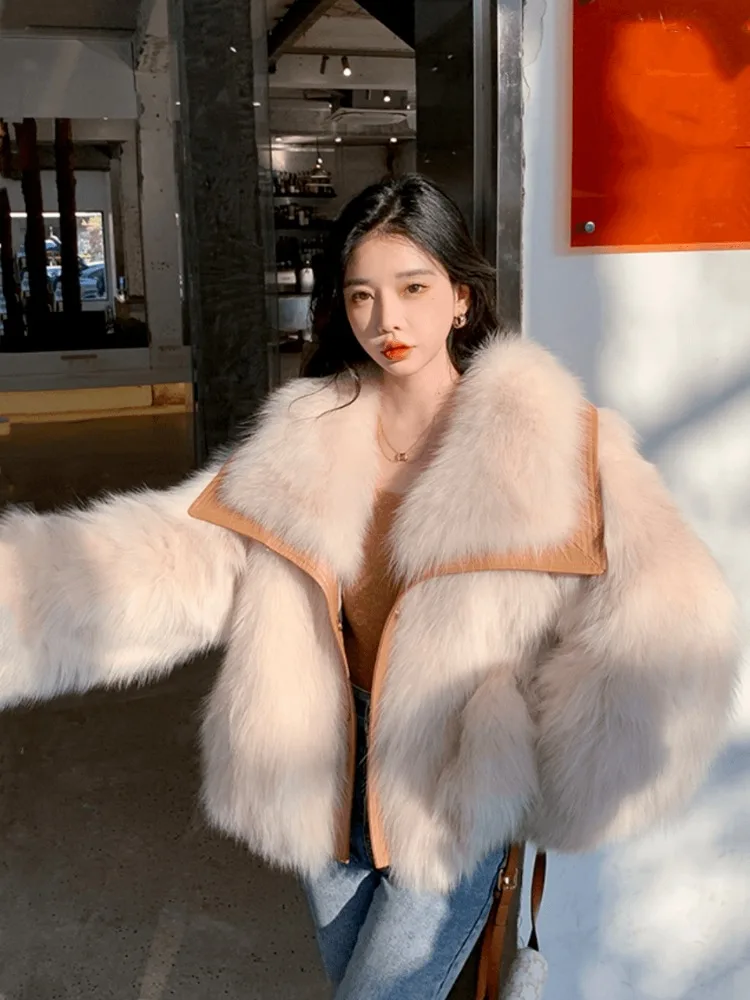 

Korean Fashion Fur Coat Women Winter New Streetwear Light Luxury and Elegant Environmentally Friendly Furry Coat Jacket Women