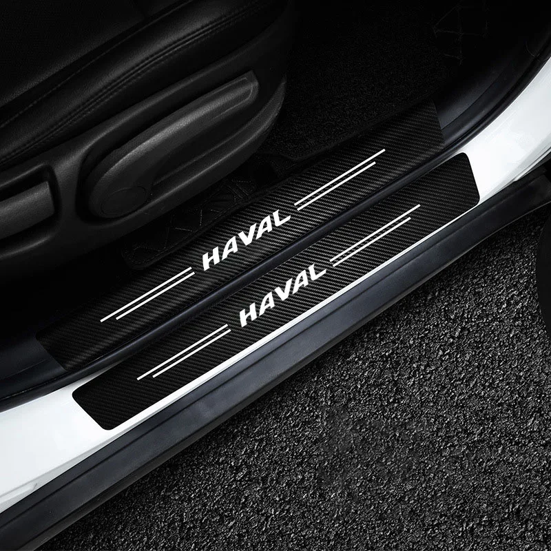 Leather Car Door Sill Plate Protector Stickers Protection For Haval H1 H2 H3 H6 H7 H9 M6 F7X Jolion Great Wall Accessories