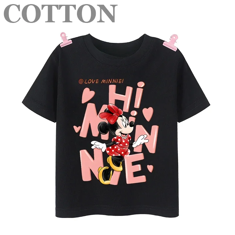 Brand Disney Mickey Donald Duck Fashion Casual Girls Top Children's Short Sleeve Kid Cotton T-shirt Cute Baby Tee Cartoon Tshirt