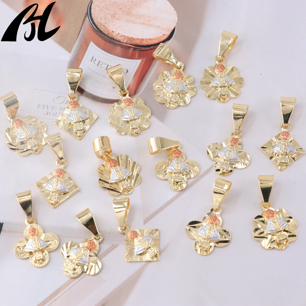 

6/12PCS New Arrival Religious Gold Pendant Madonna de Guadalupeolo Laminado Charm pendant DIY randomly sent up from three styles