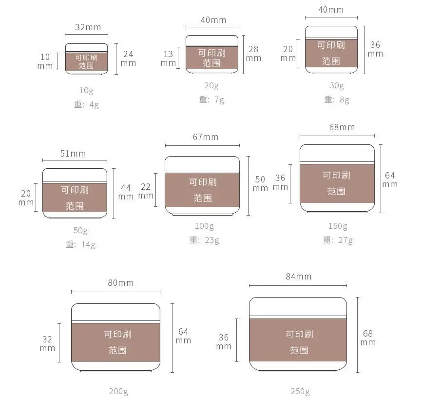 크림 항아리 흰색 플라스틱 화장품 용기, 빈 마스크 항아리, 리필 가능한 여행용 로션 박스, 30g, 50g, 100g, 250g