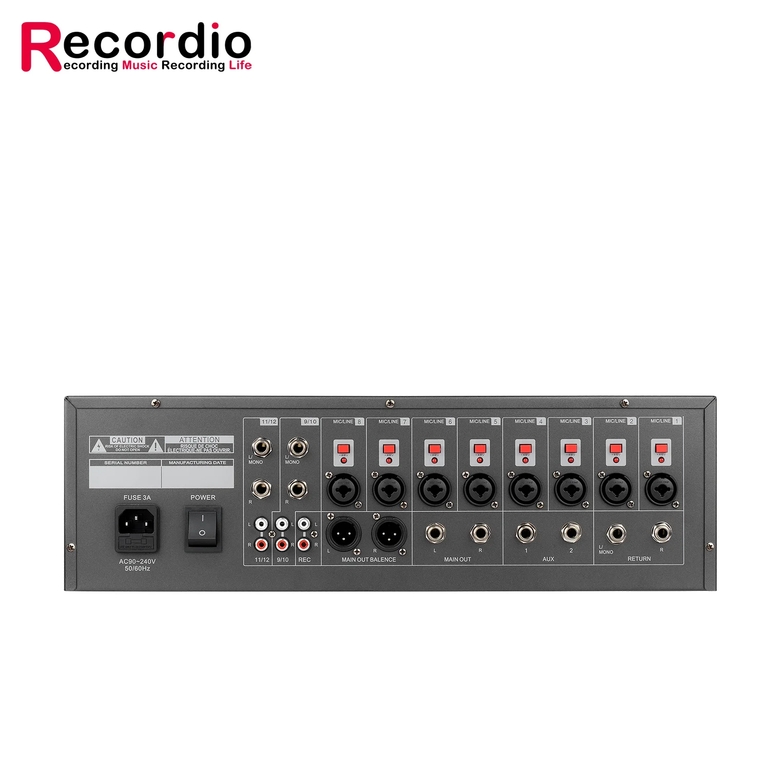 GAX-QX12 Professional 12 Channel Audio Mixer With Reverb Effect 128DSP Home Karaoke Usb Live Stage 3U Cabinet Mixing Console