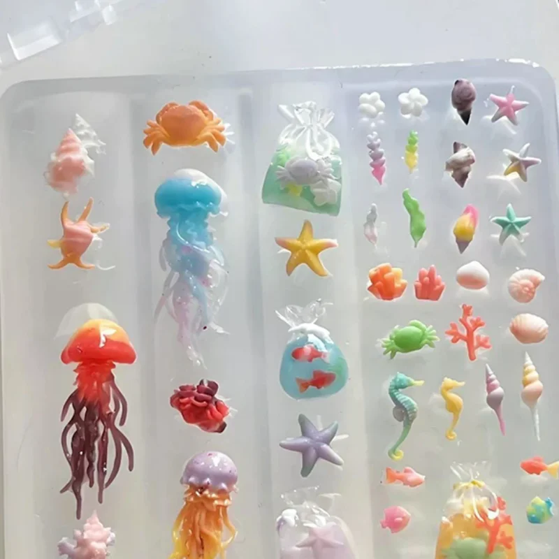 

Мягкие силиконовые формы для нейл-арта: Медузы, рыбьи хвосты, 3D-формы в морском стиле, шаблоны для дизайна ногтей своими руками, аксессуары для маникюра