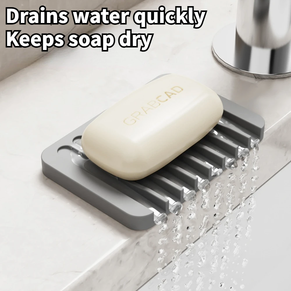 1-Pack Free Punch Soap Box Silicone Draining Soap Holder Creative Kitchen Bathroom Countertop Non-slip Shelf
