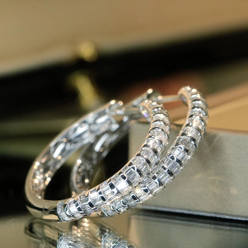 Aazuo Luxus Schmuck Echt 18K Weißgold Natrual Diamanten 1,70 ct Große Runde Haken Ohrringe Geschenk Für Frauen Hochzeit party Au750