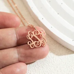 Custom Monogram Letter Necklace, Dainty Three Initials Necklace, Personalized Family Initial Name Necklace, Mothers Day Gift for