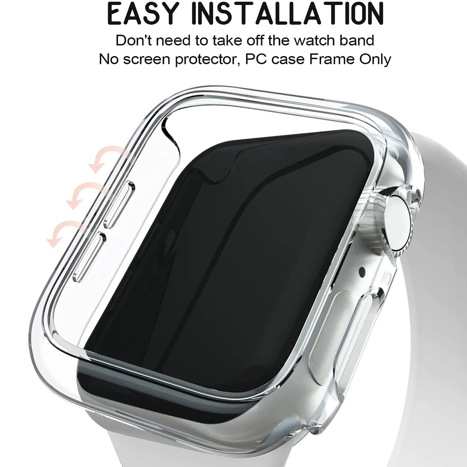 for Apple Watch Case 45mm 41mm 40mm 44mm Protective Cover Matte Hard PC Bumper Frame No Glass iWatch SE 9 8 7 6 5 4 Accessories